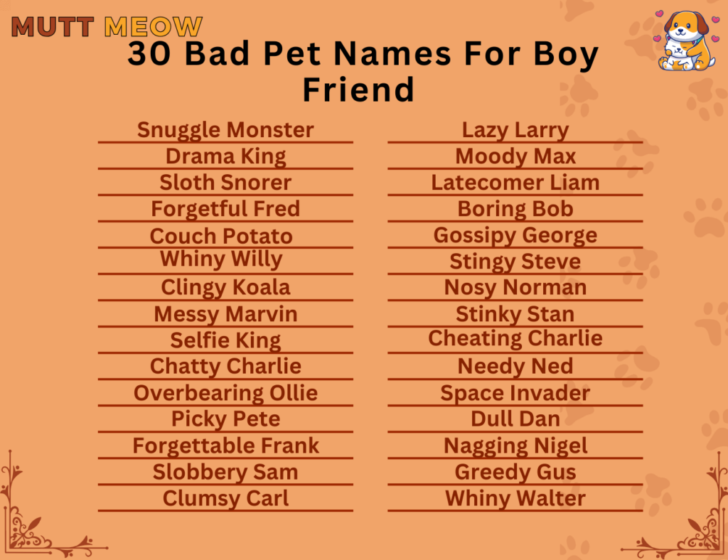 30 Bad Pet Names For Boyfriend - Mutt Meow