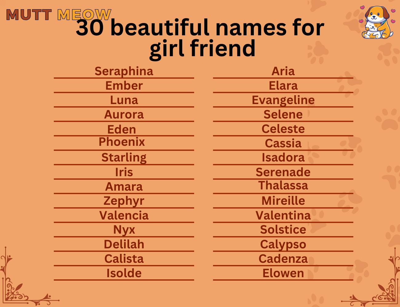 30 Beautiful Names For girl friend