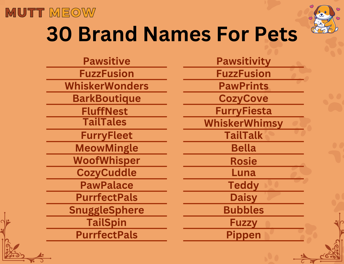 30 Brand Names For Pets