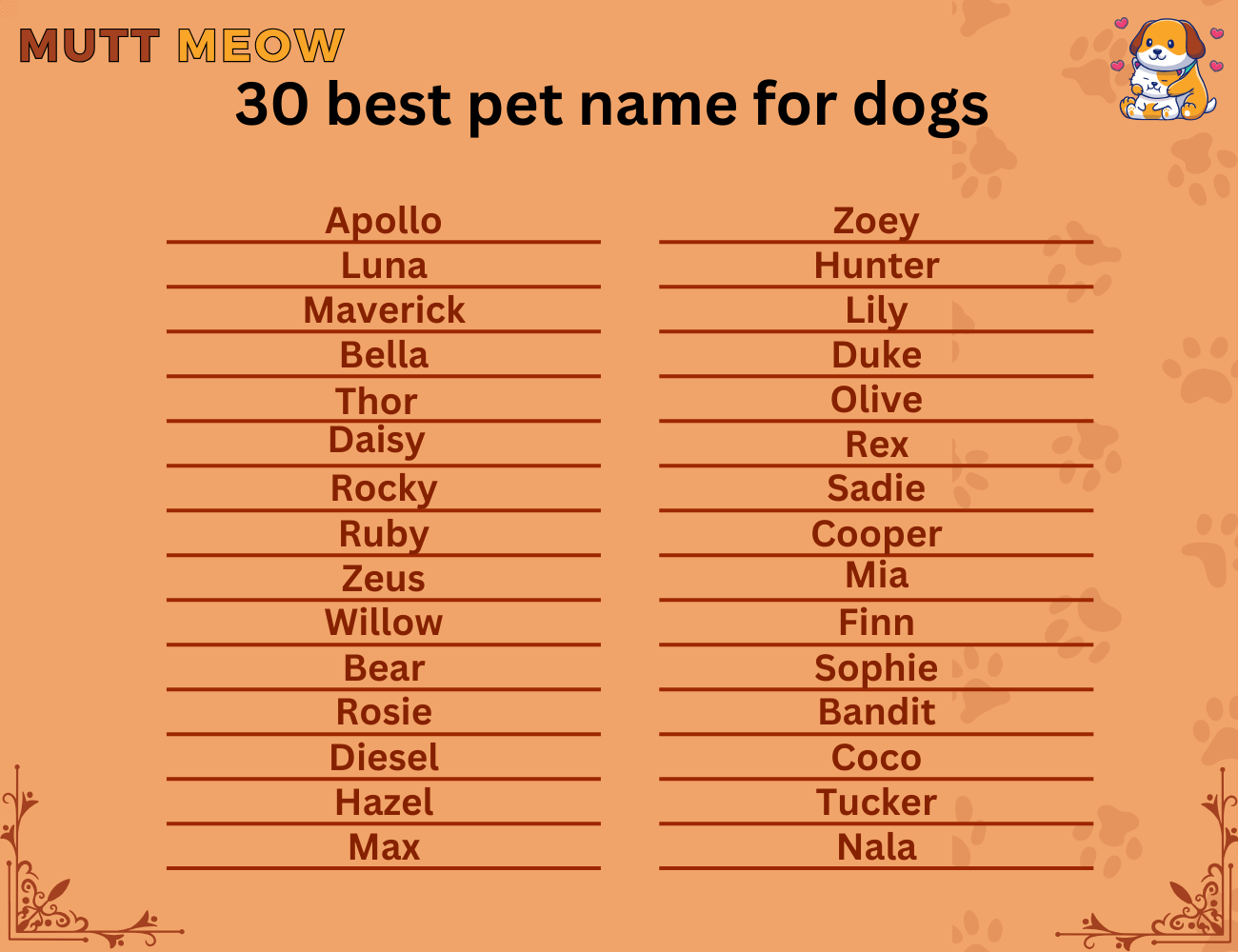 30 best pet name for dogs