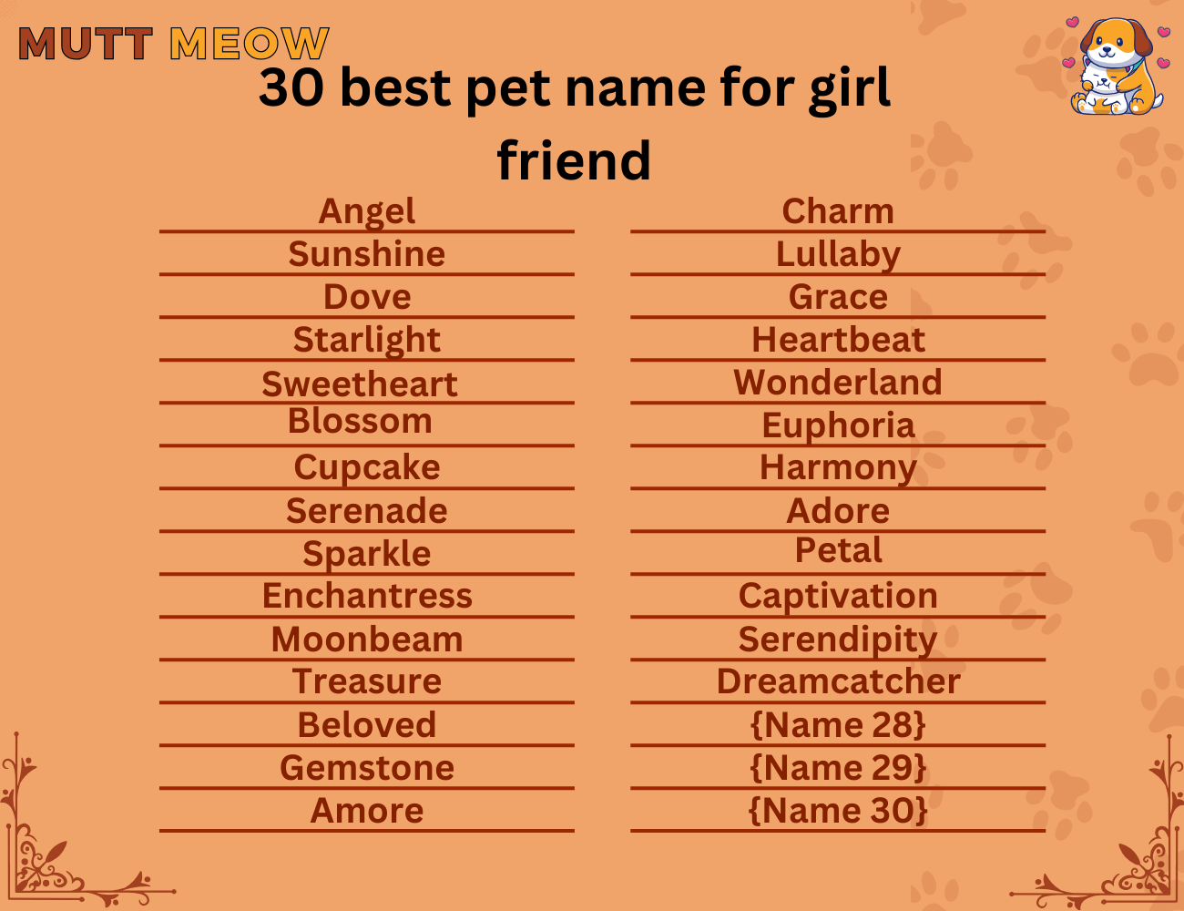 30 best pet name for girl friend