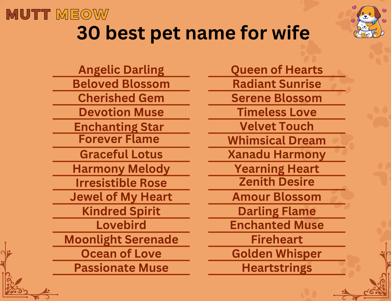 30 best pet name for wife