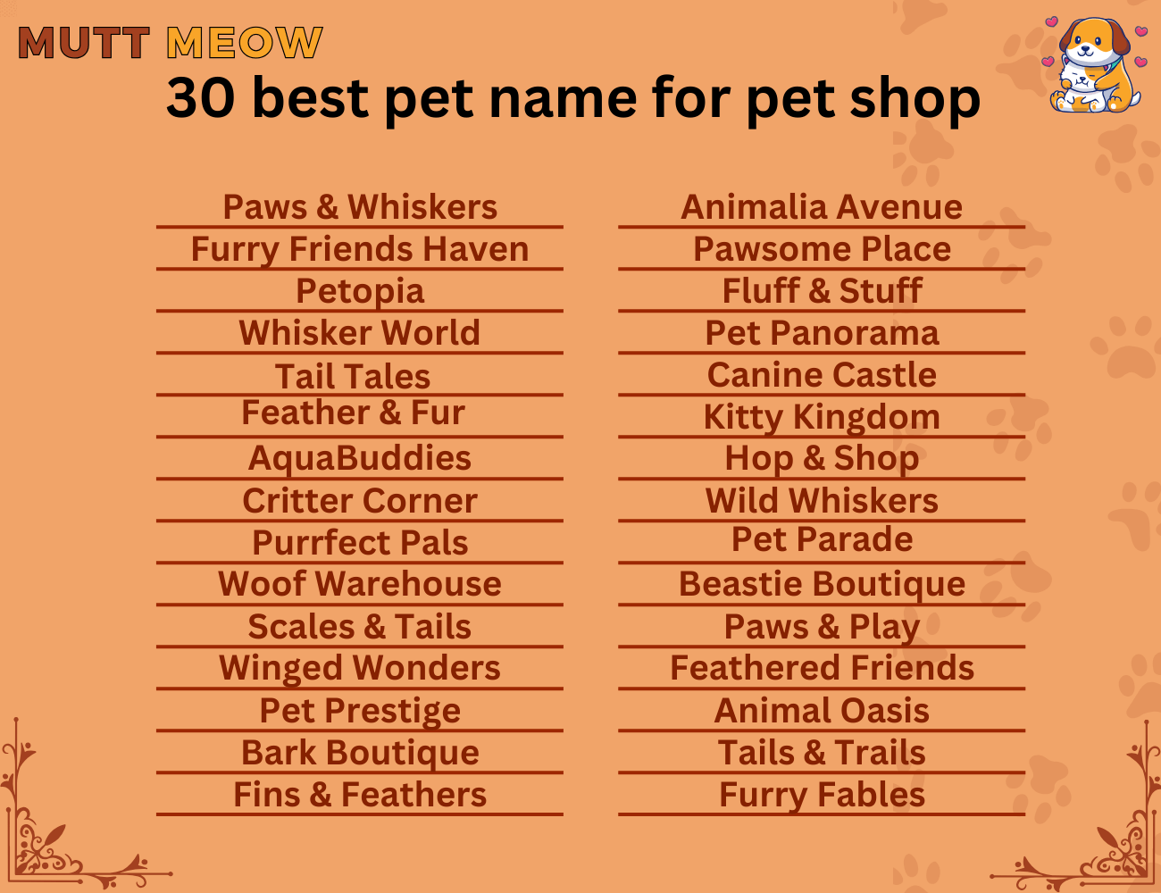 30 best pet name for pet shop