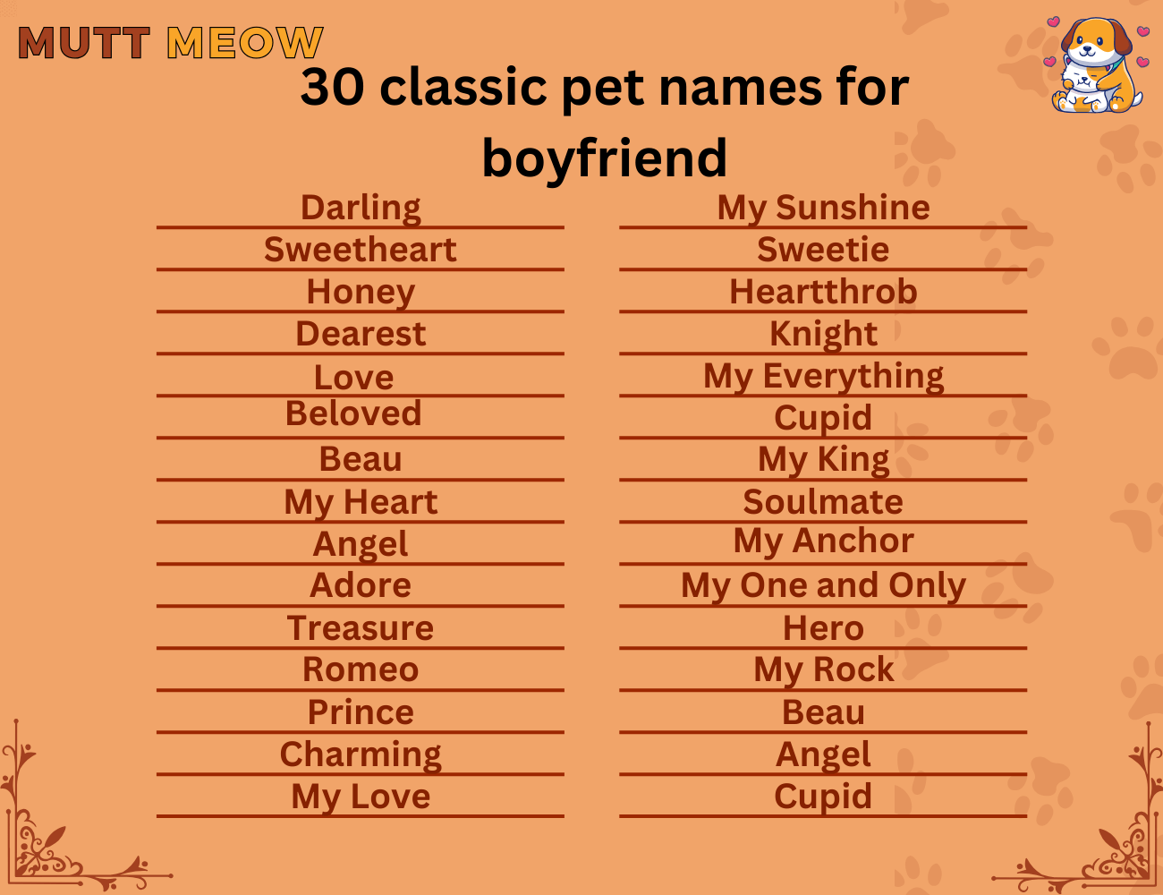 30 classic pet names for boyfriend