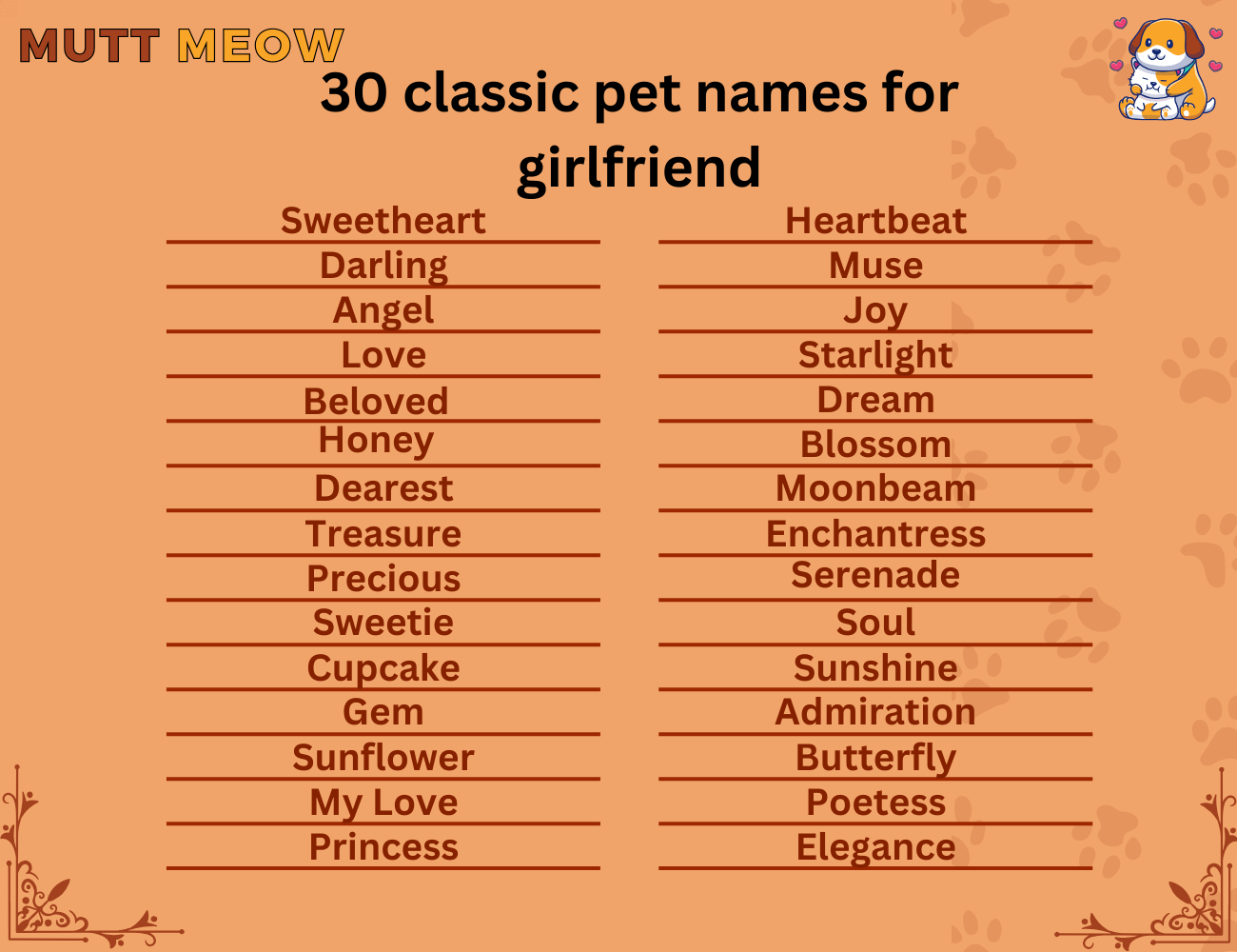 30 classic pet names for girlfriend