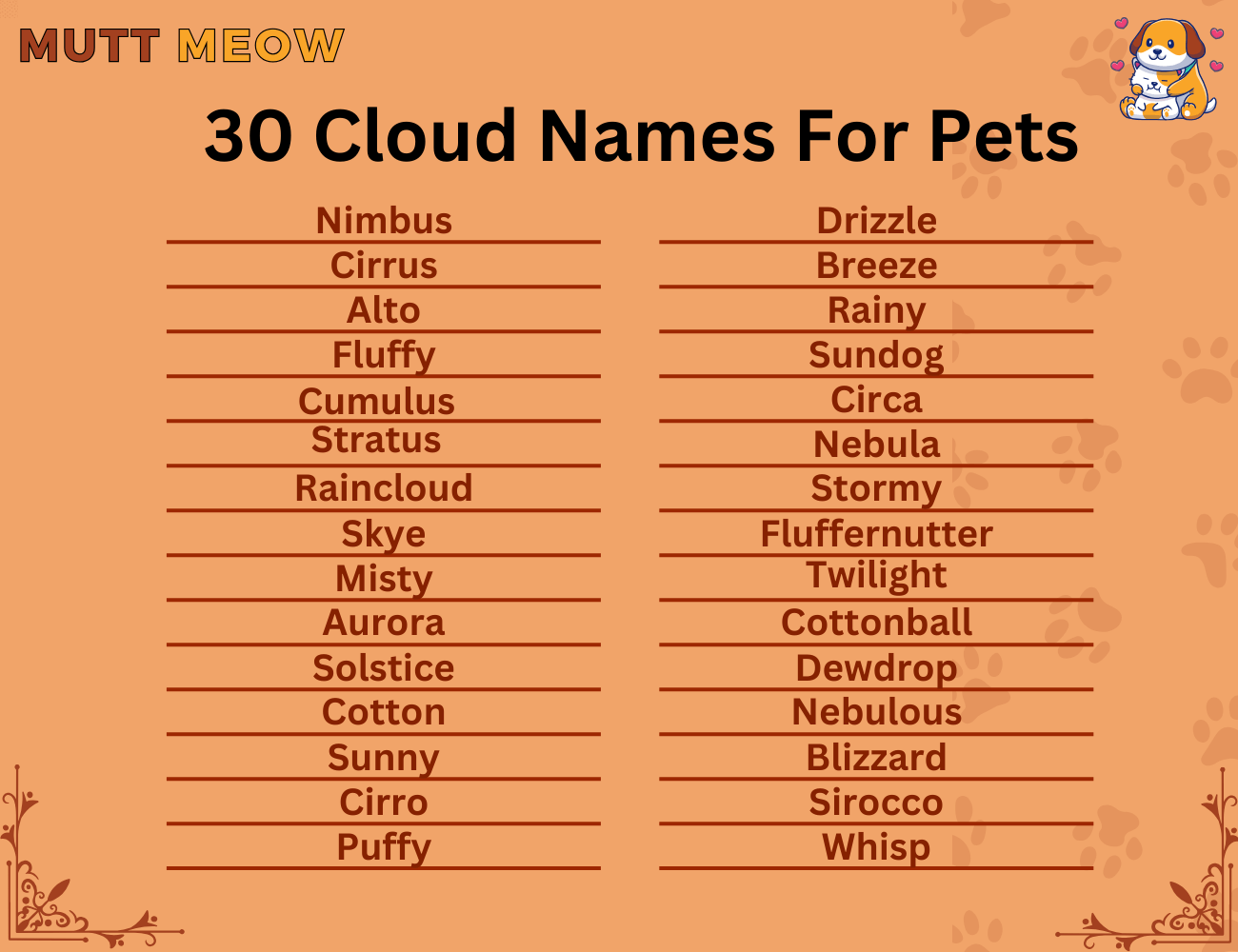 30 cloud names for pets