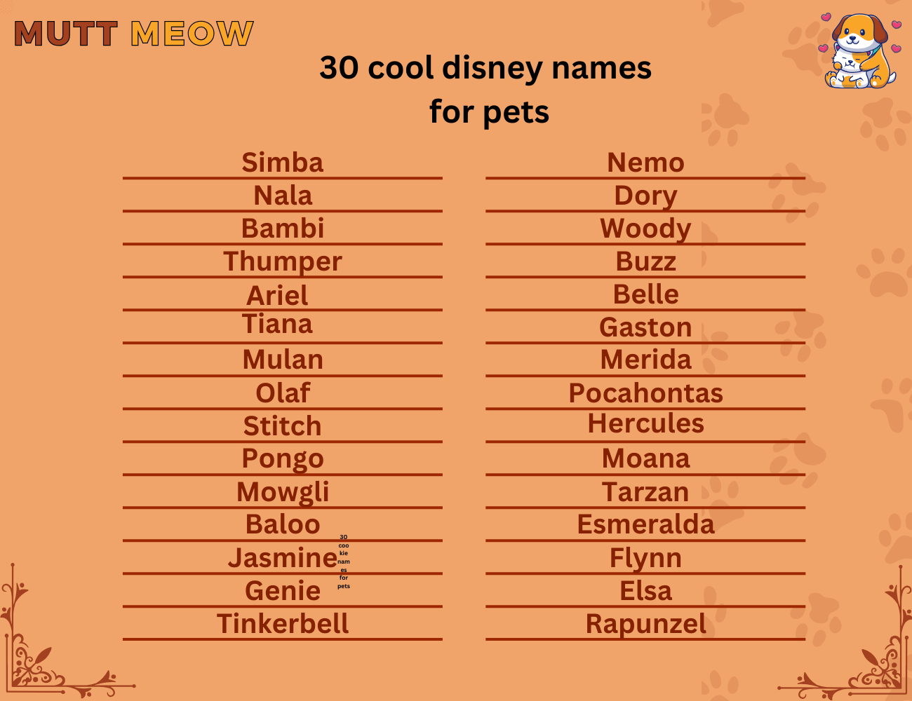 30 cool disney names for pets