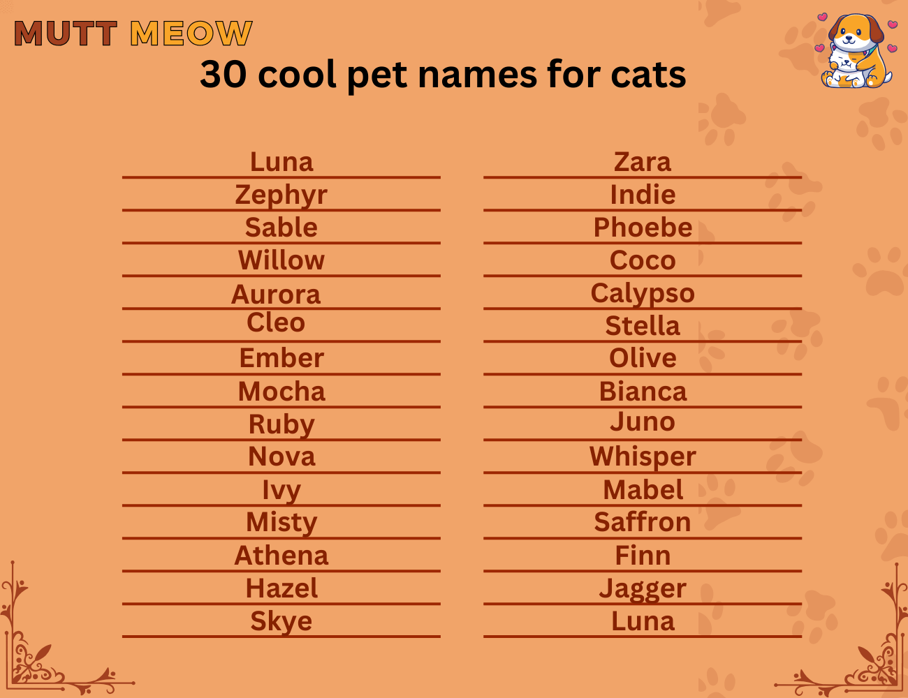 30 cool pet names for cats