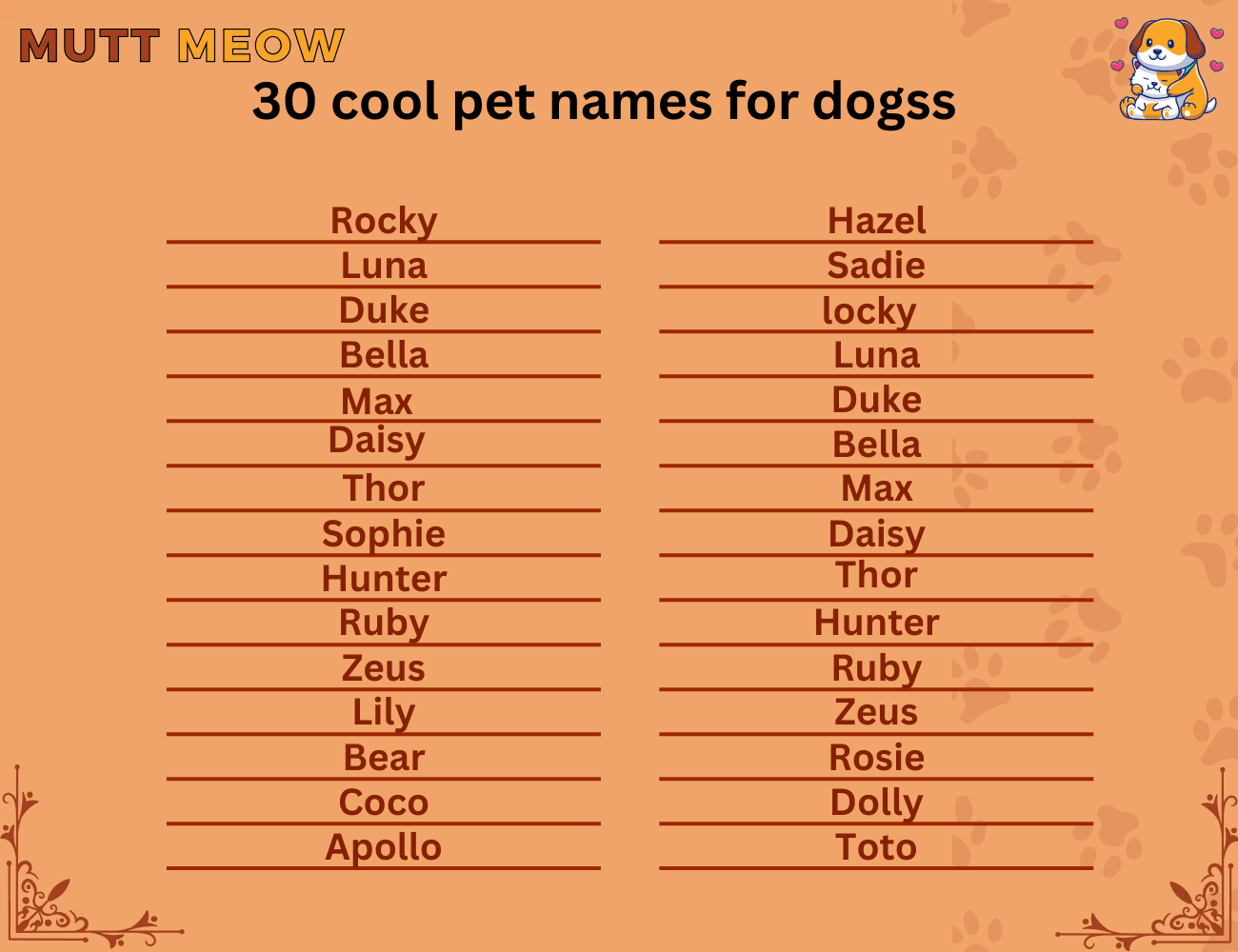 30 cool pet names for dogs