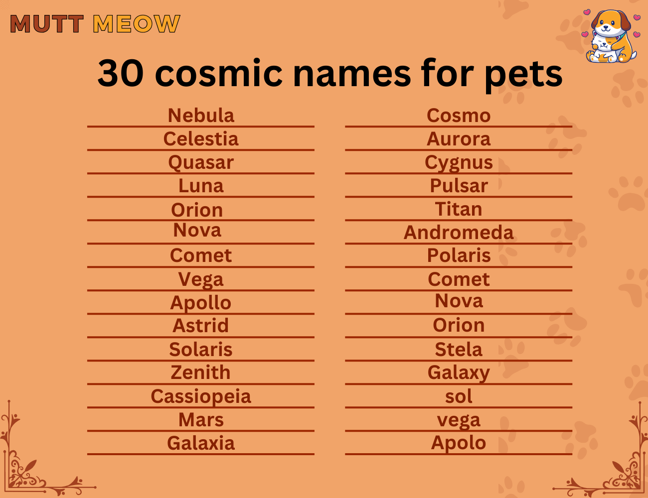 30 cosmic names for pets