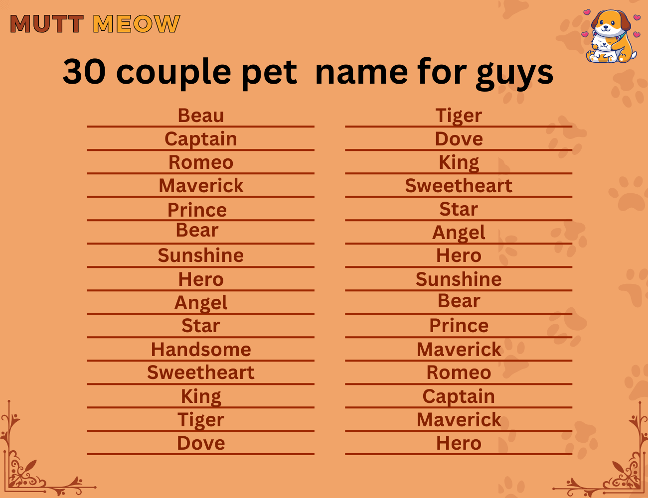 30 couple pet names for guys