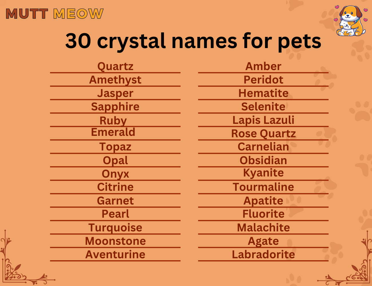 30 crystal names for pets