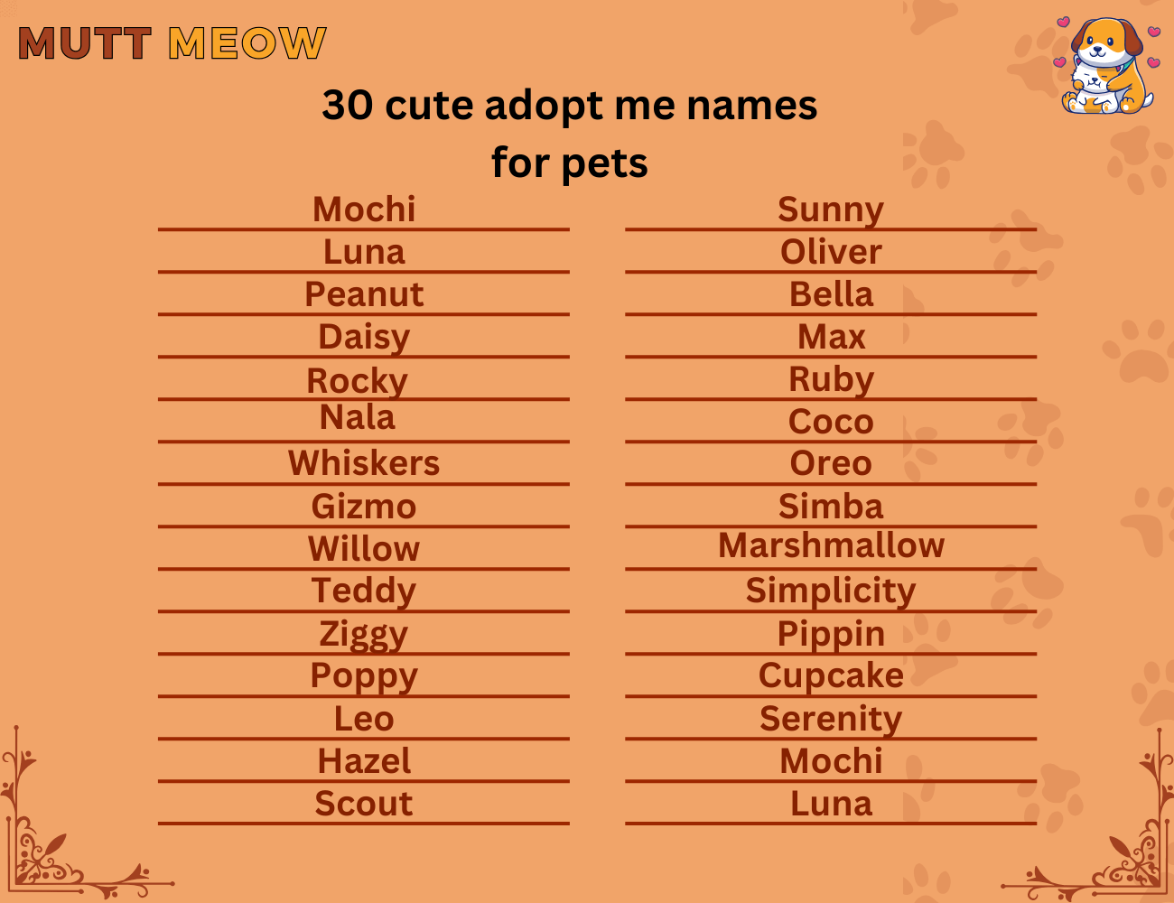 30 cute adopt me names for pets