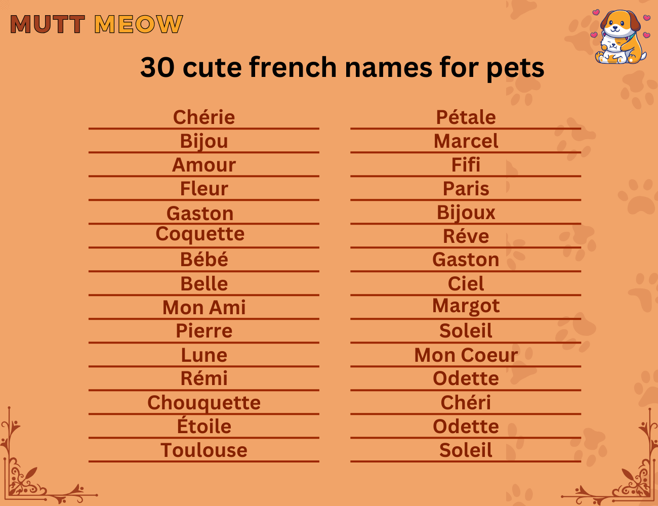 30 cute french names for pets