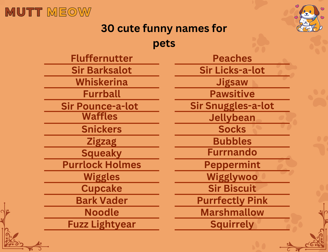 30 cute funny names for pets
