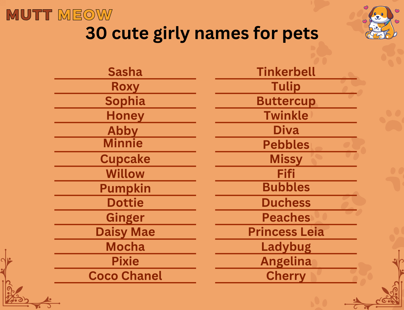 30 cute girly names for pets