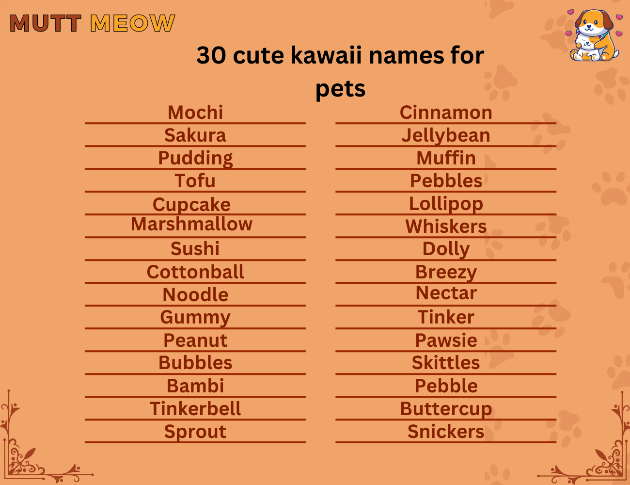 30 cute kawaii names for pets