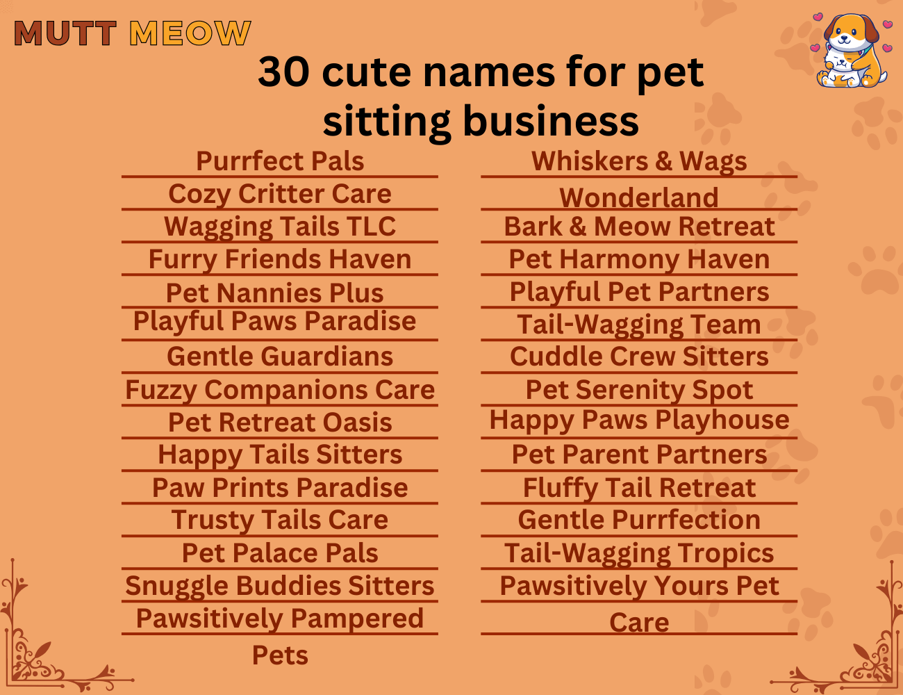 30 cute names for pet sitting business