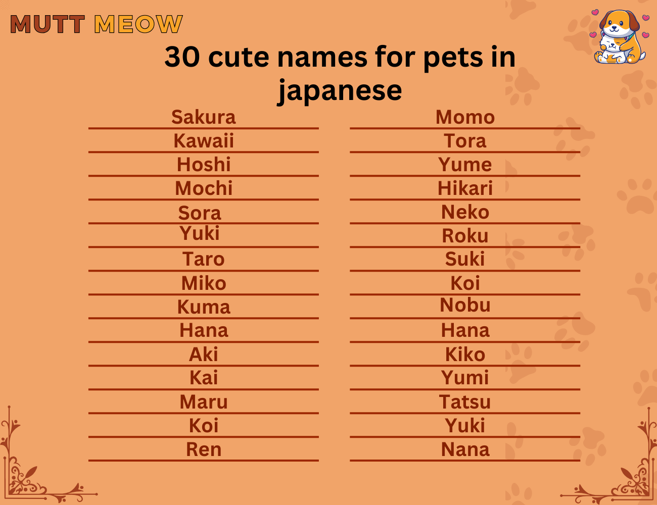 30 cute names for pets in japanese