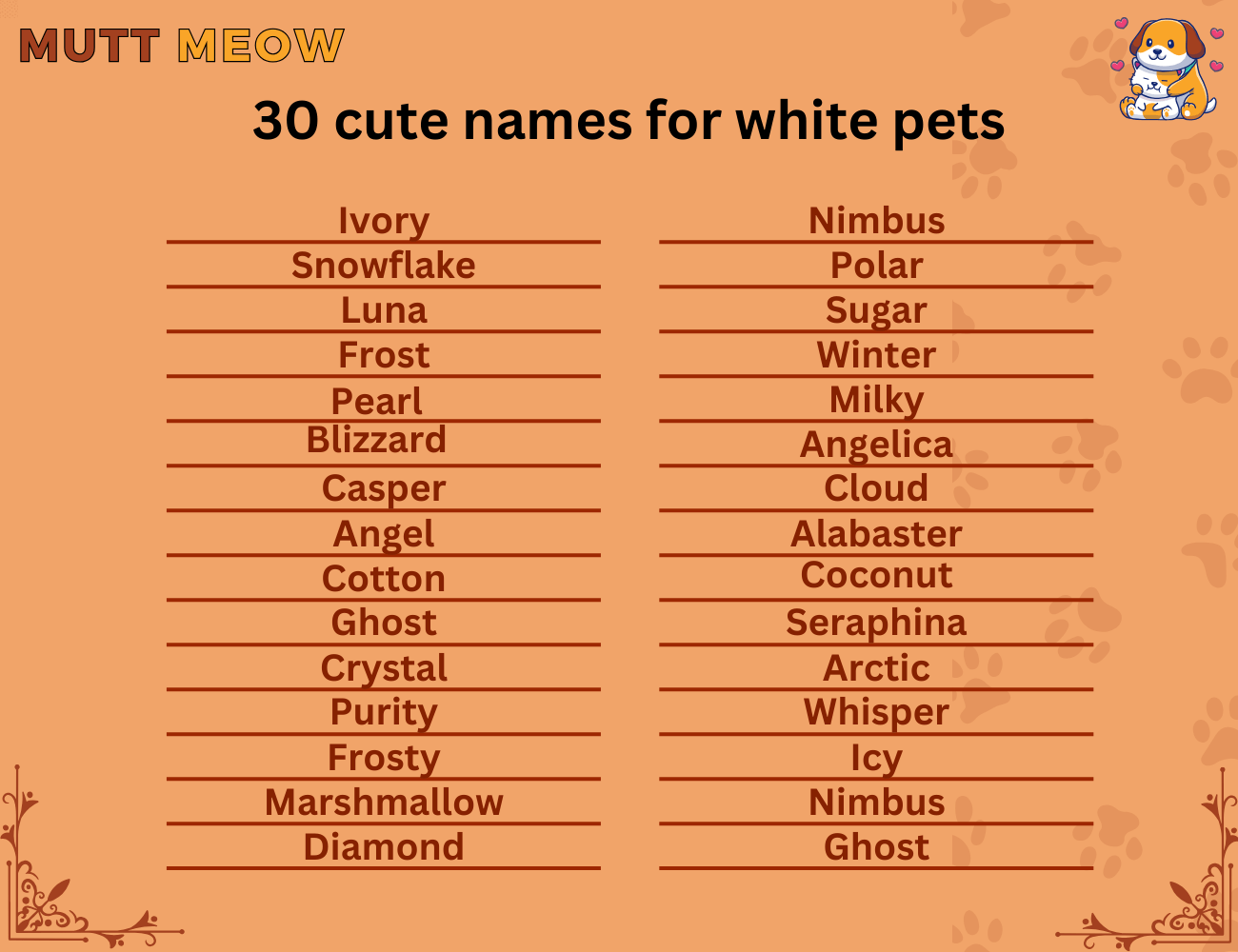 30 cute names for white pets