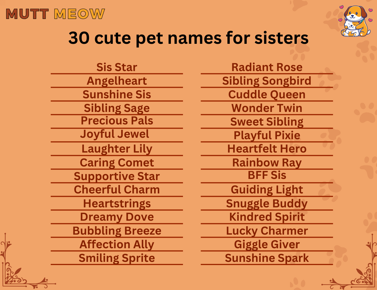 30 cute pet names for sisters