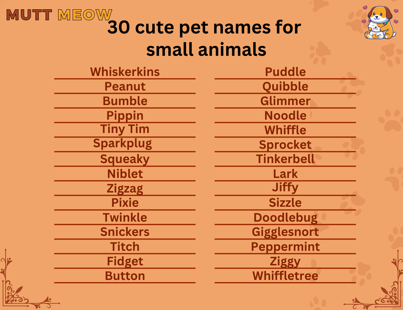 30 cute pet names for small animals
