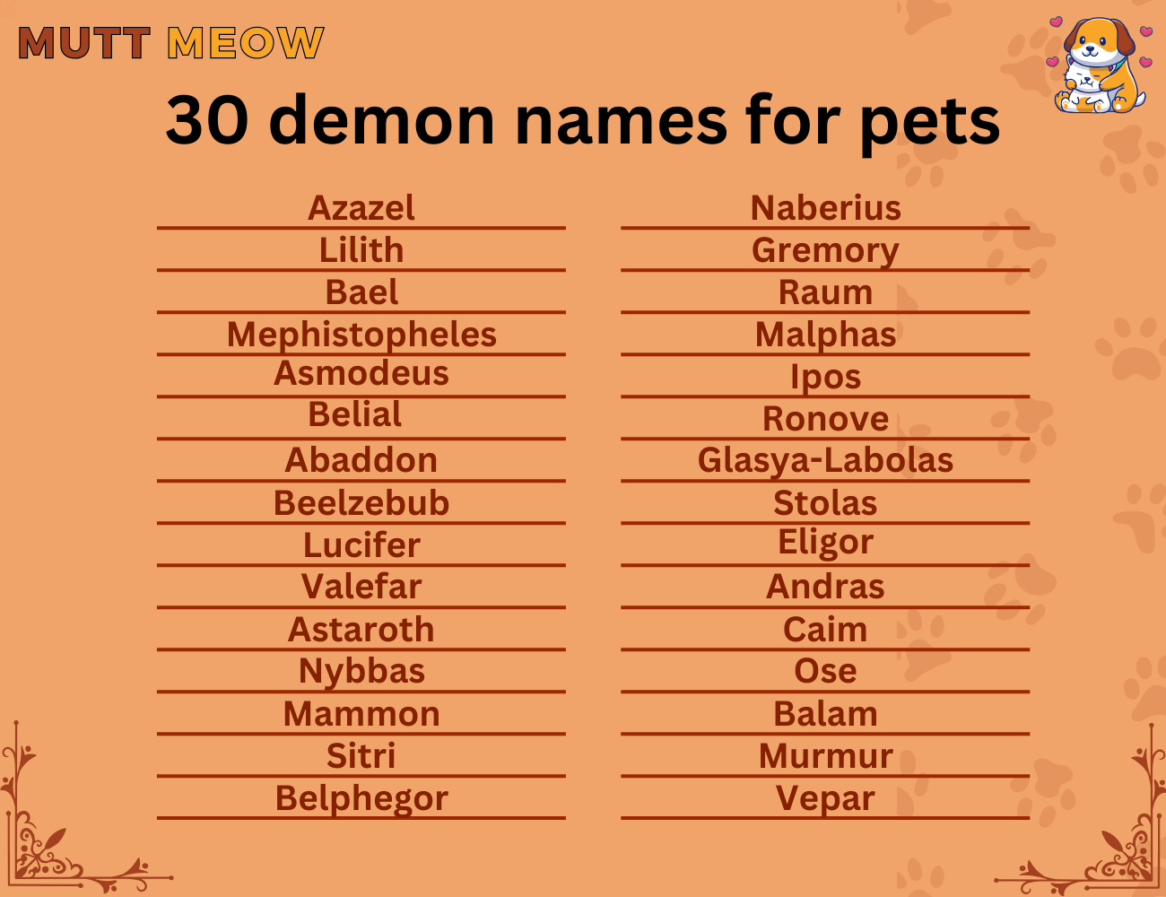 30 demon names for pets