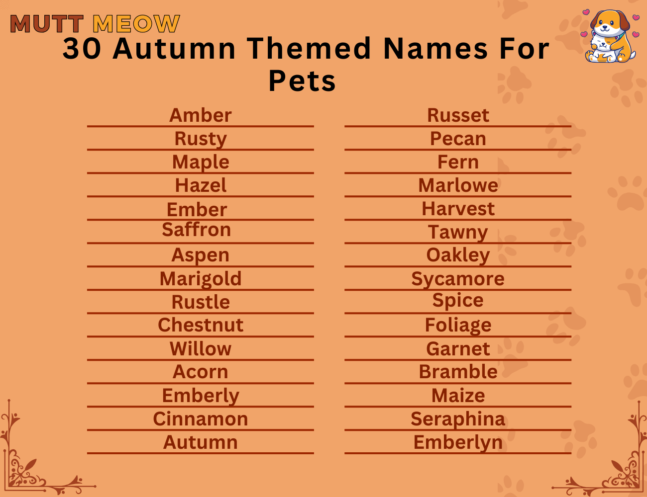 Autumn Themed Names For Pets