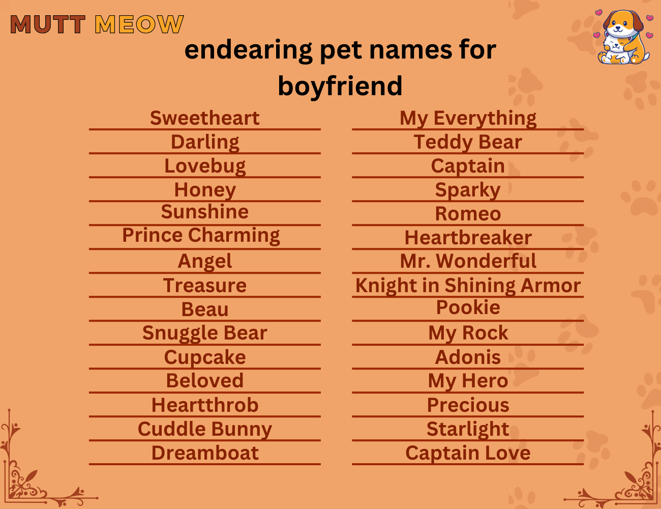endearing pet names for boyfriend