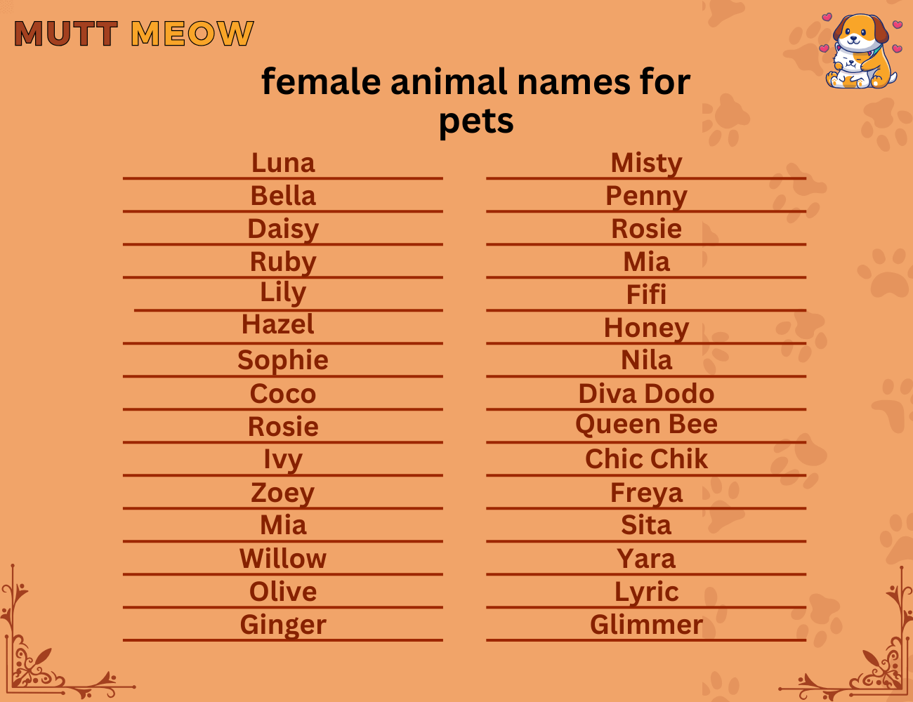 female animal names for pets