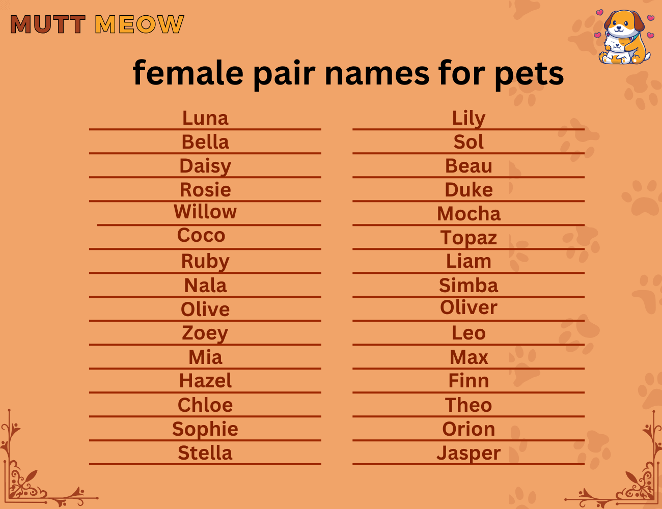 female pair names for pets