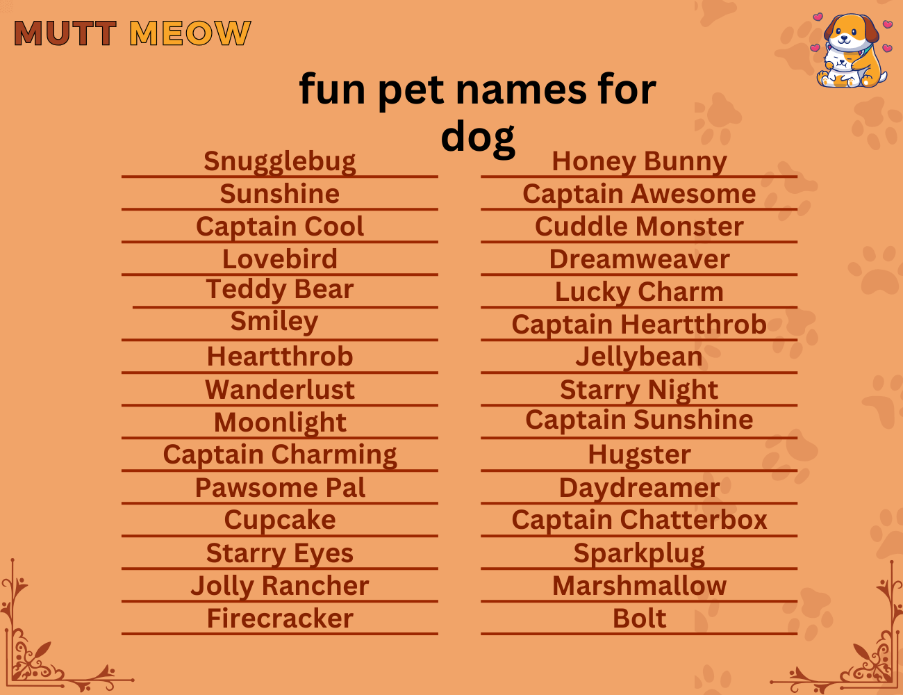 fun pet names for dog