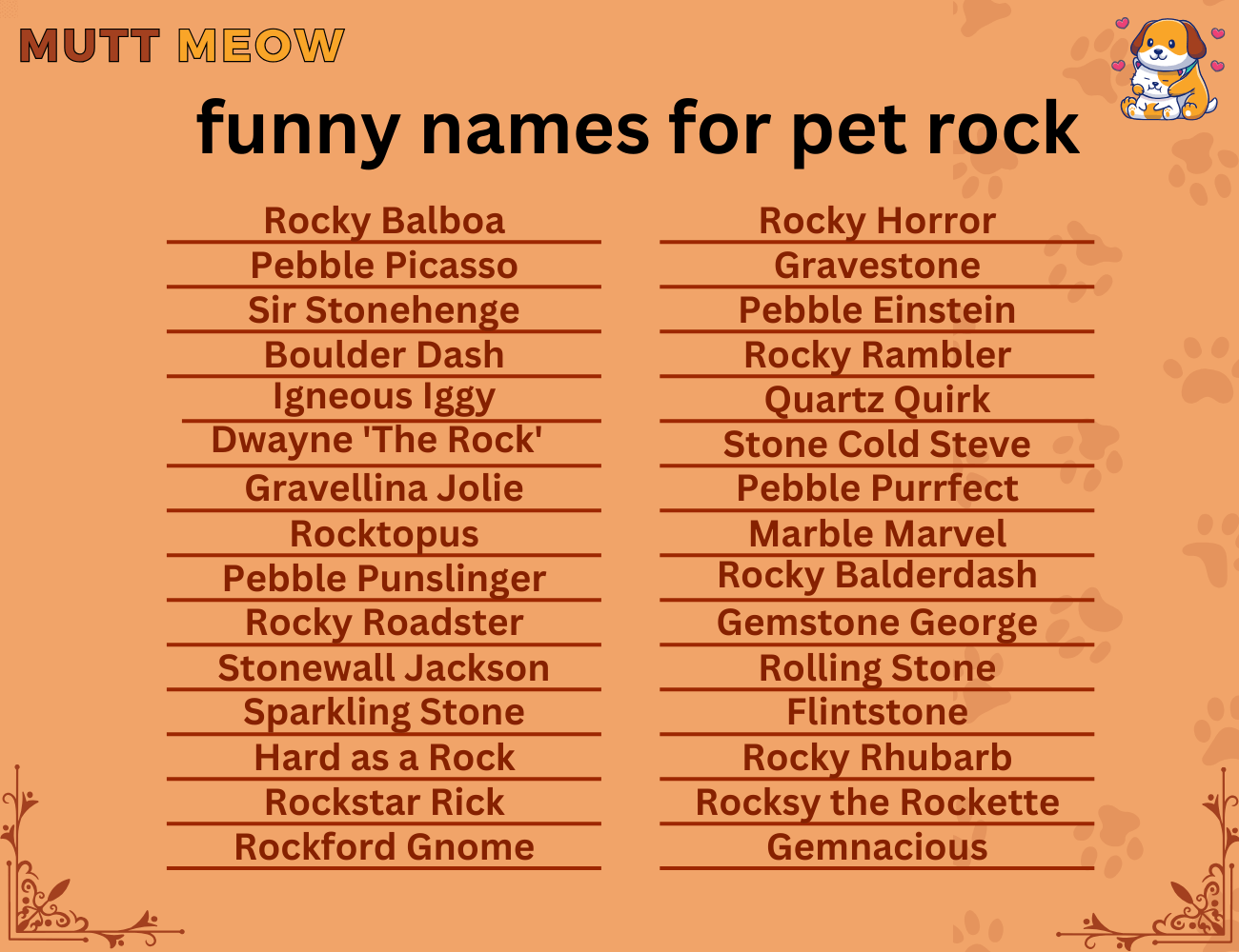 funny names for a pet rock