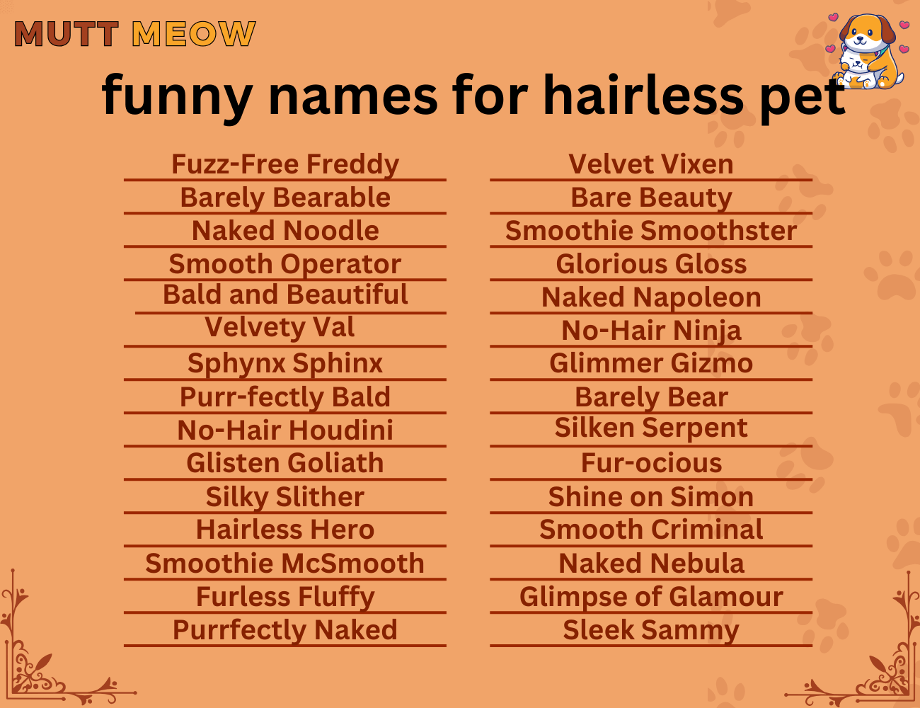 funny names for hairless pets