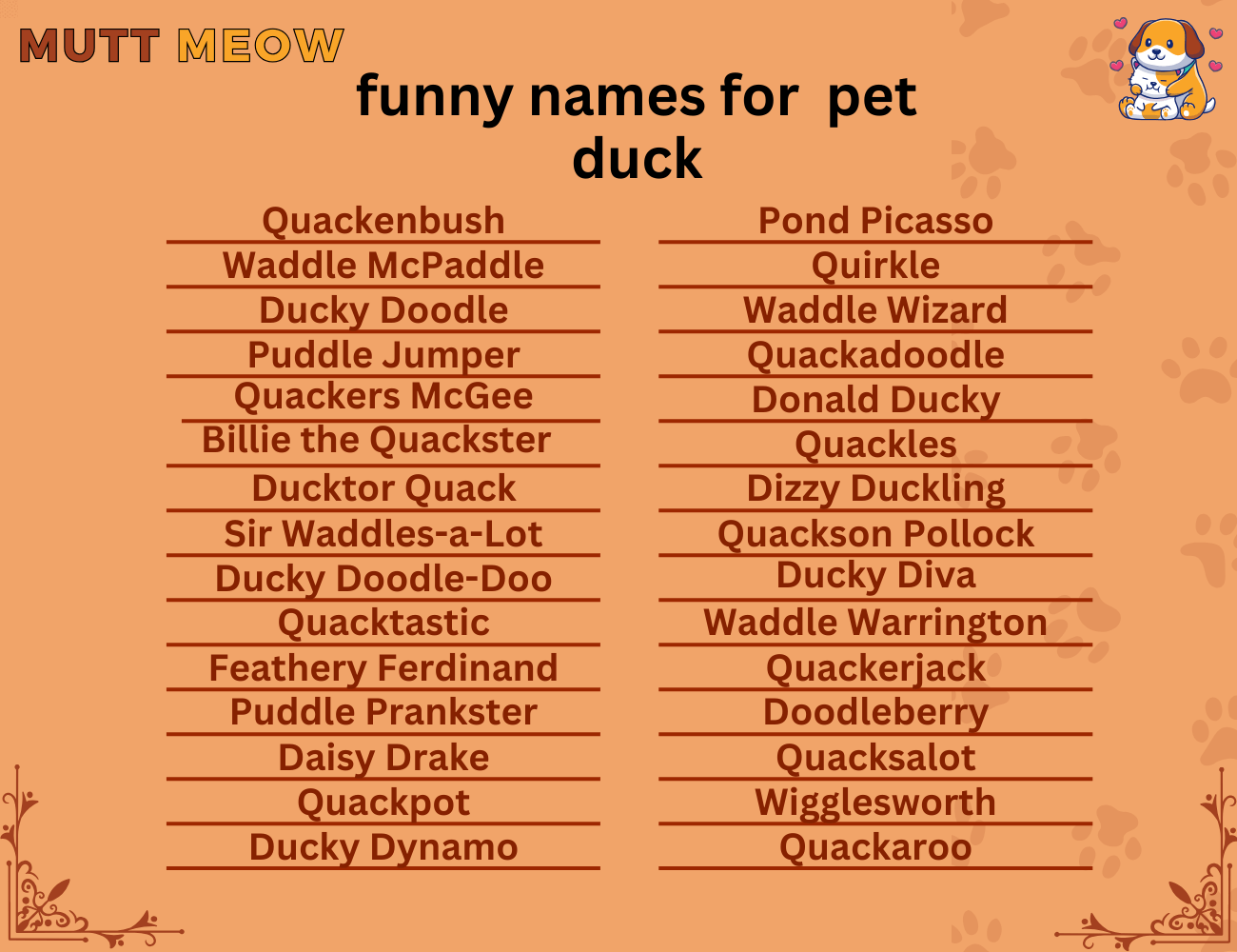 funny names for pet duck