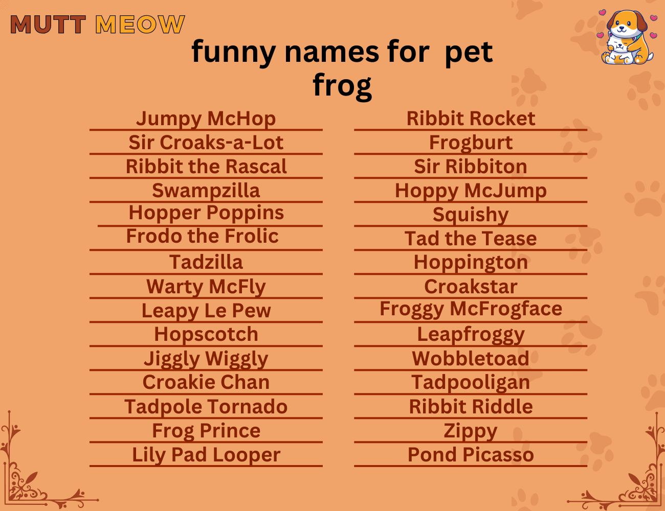 funny names for pet frog