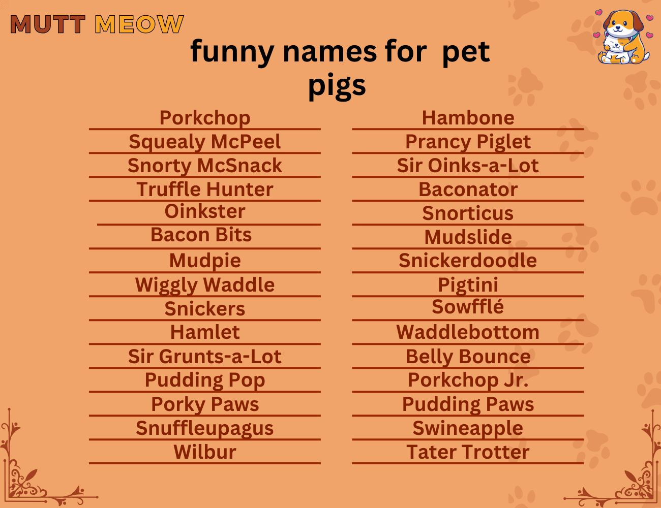 funny names for pet pigs