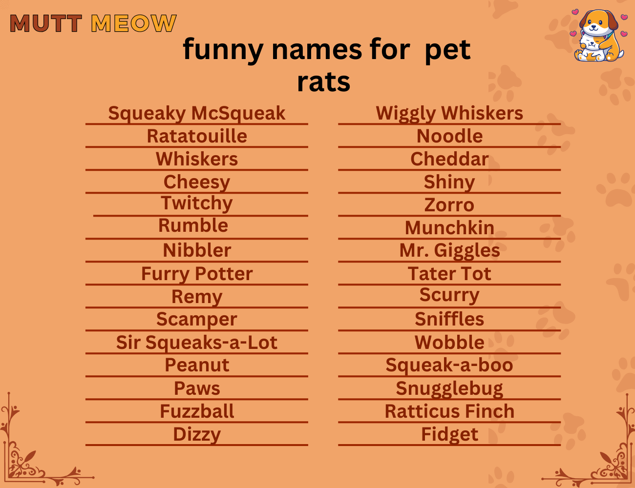 funny names for pet rats