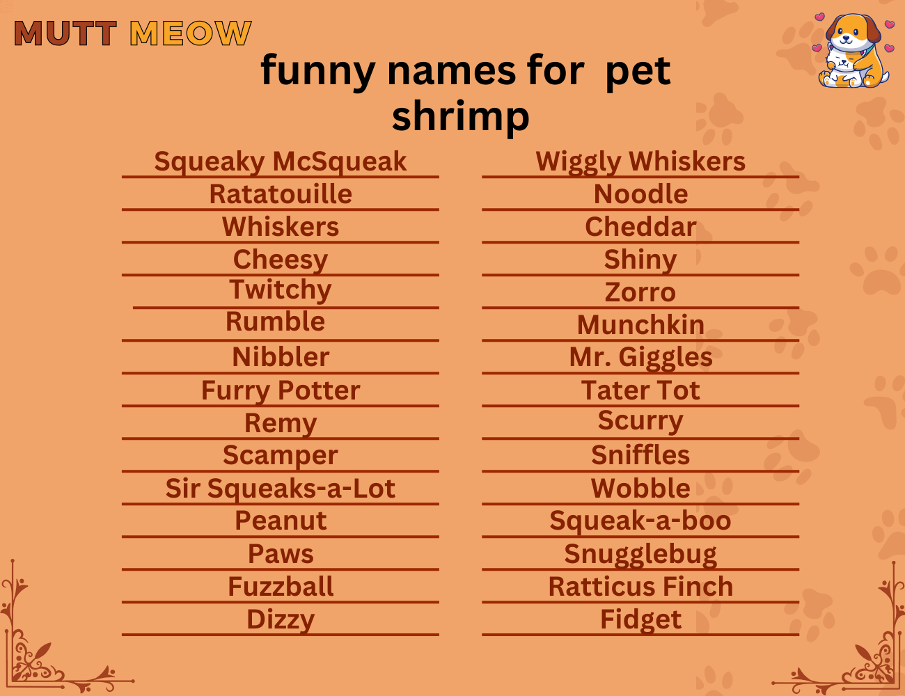 Funny Names For Pet Shrimp - Mutt Meow