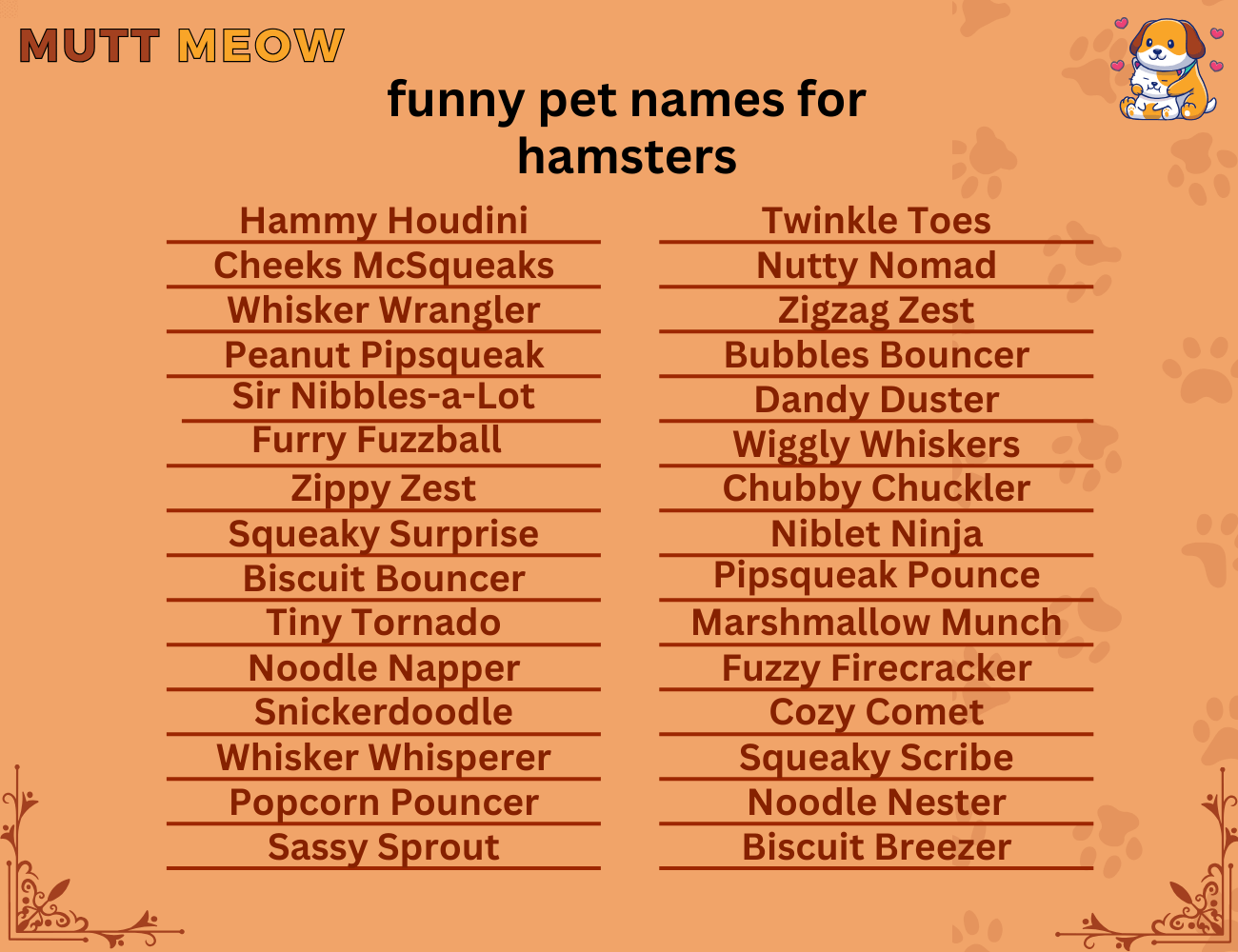 funny pet names for hamsters