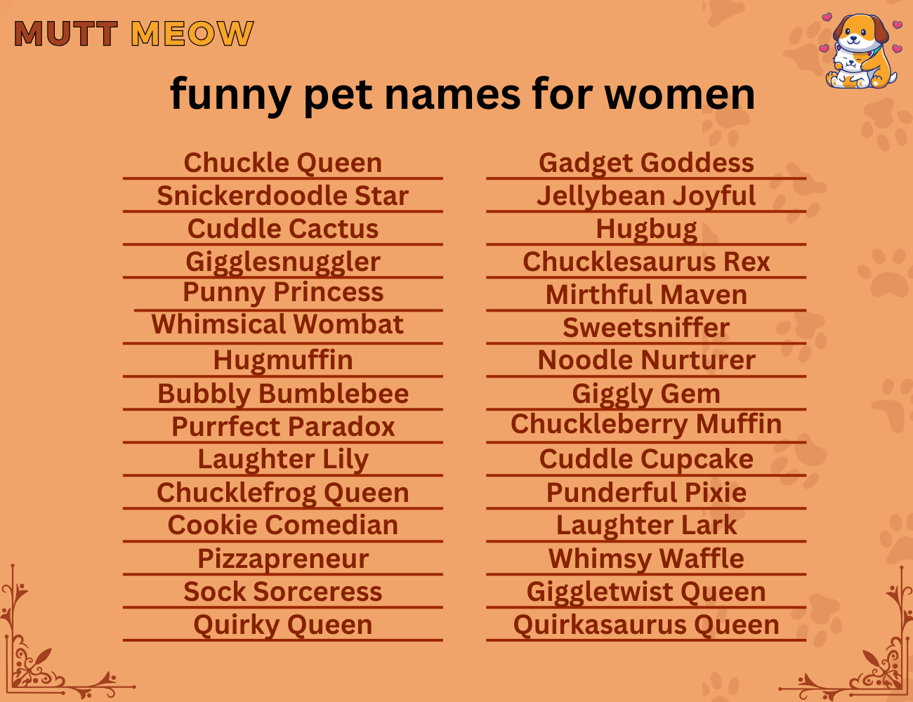 funny pet names for women