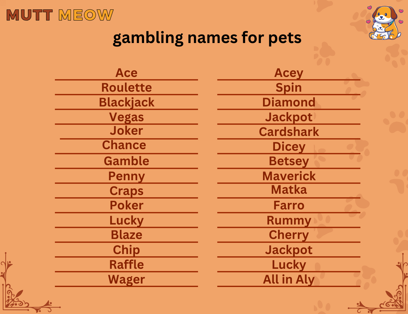 gambling names for pets