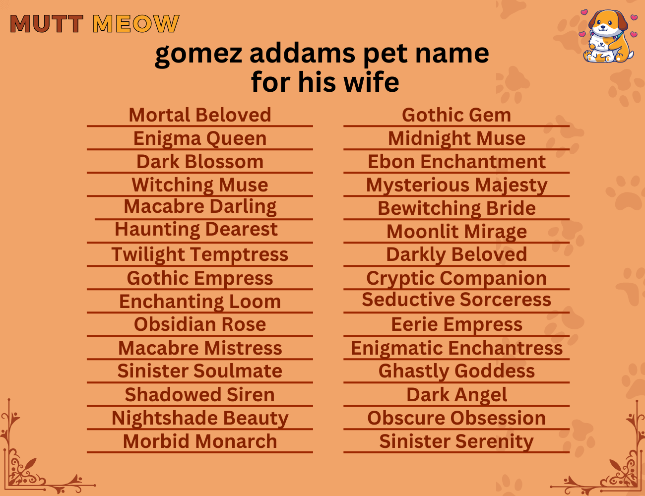 gomez addams pet name for his wife