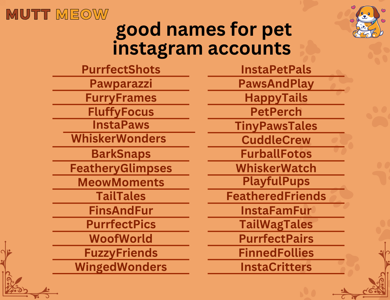 good names for pet instagram accounts
