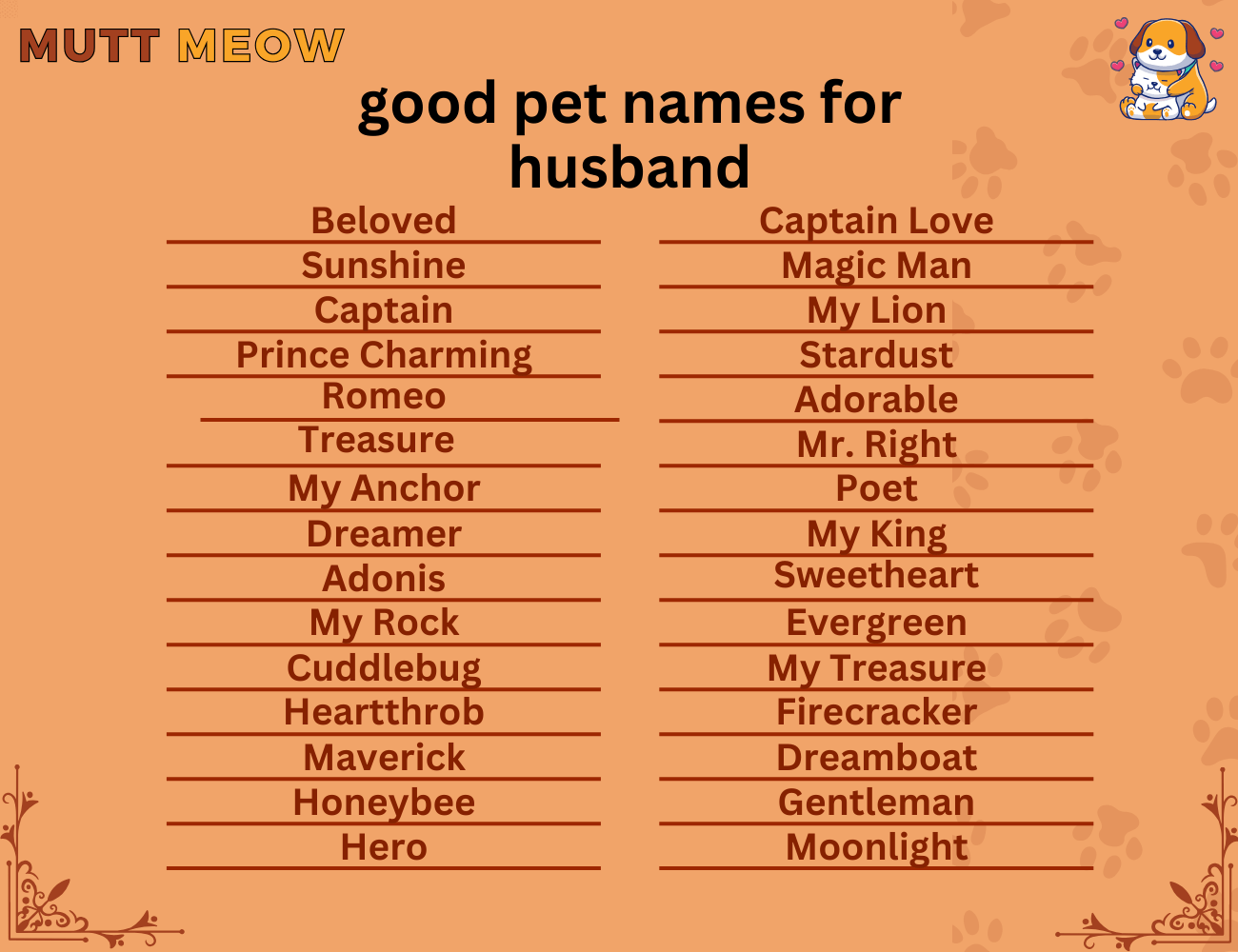 good pet names for husband