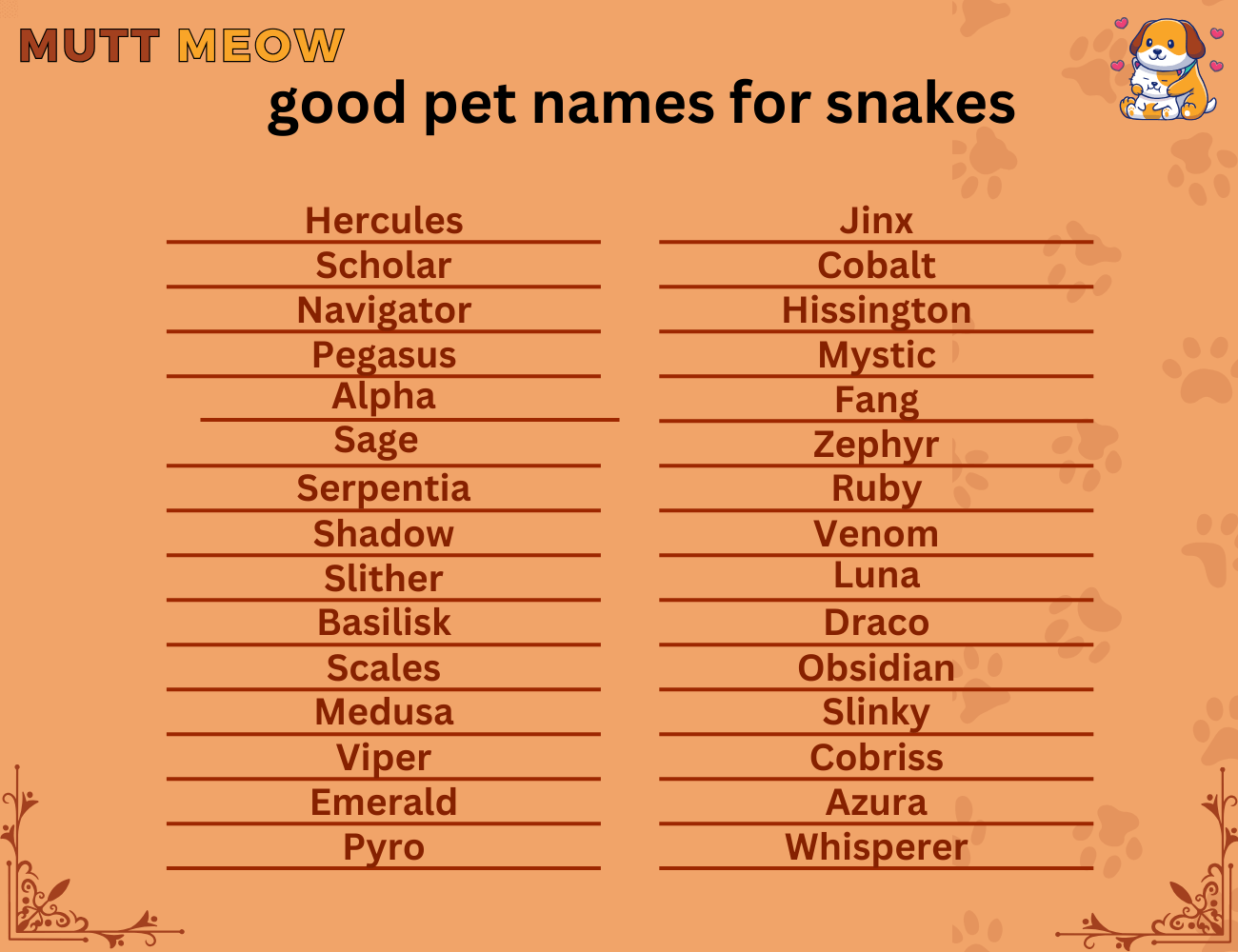 good pet names for snakes