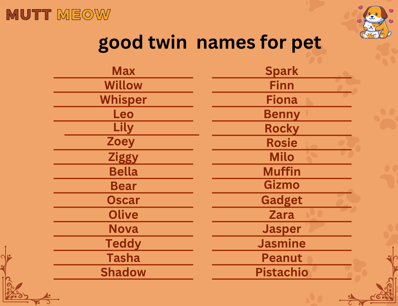 good twin names for pets