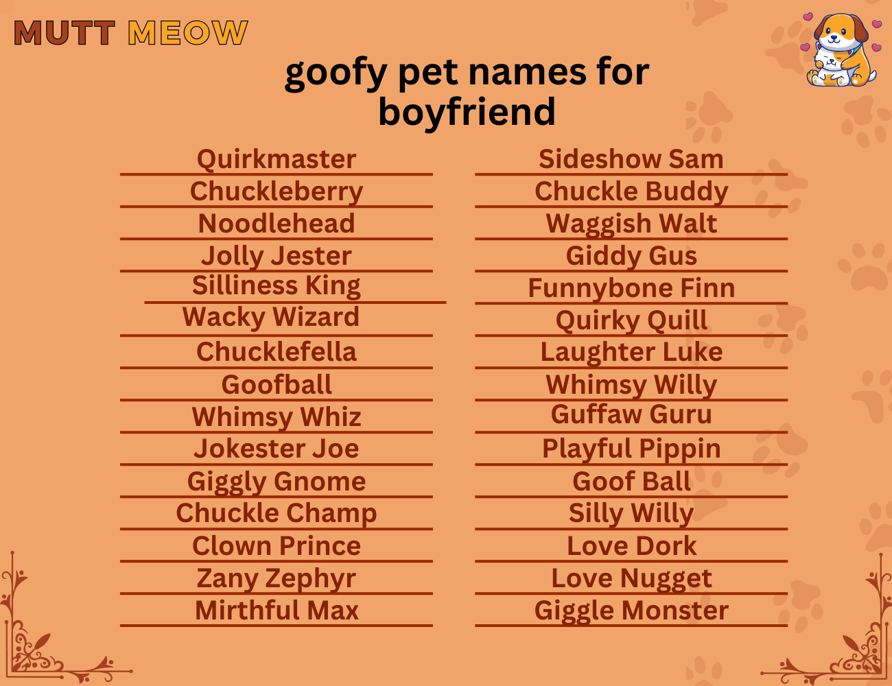 goofy pet names for boyfriend