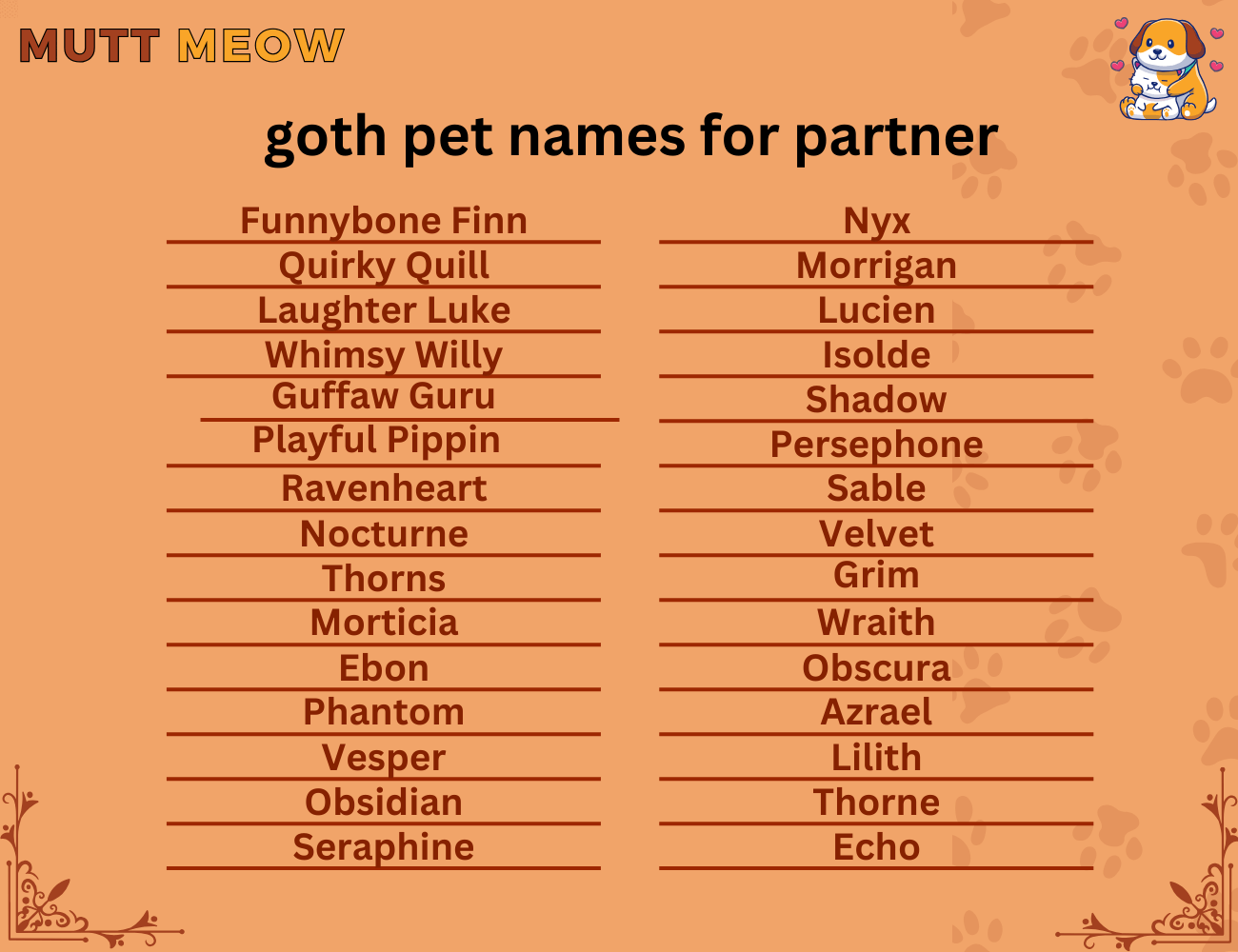 goth pet names for partner