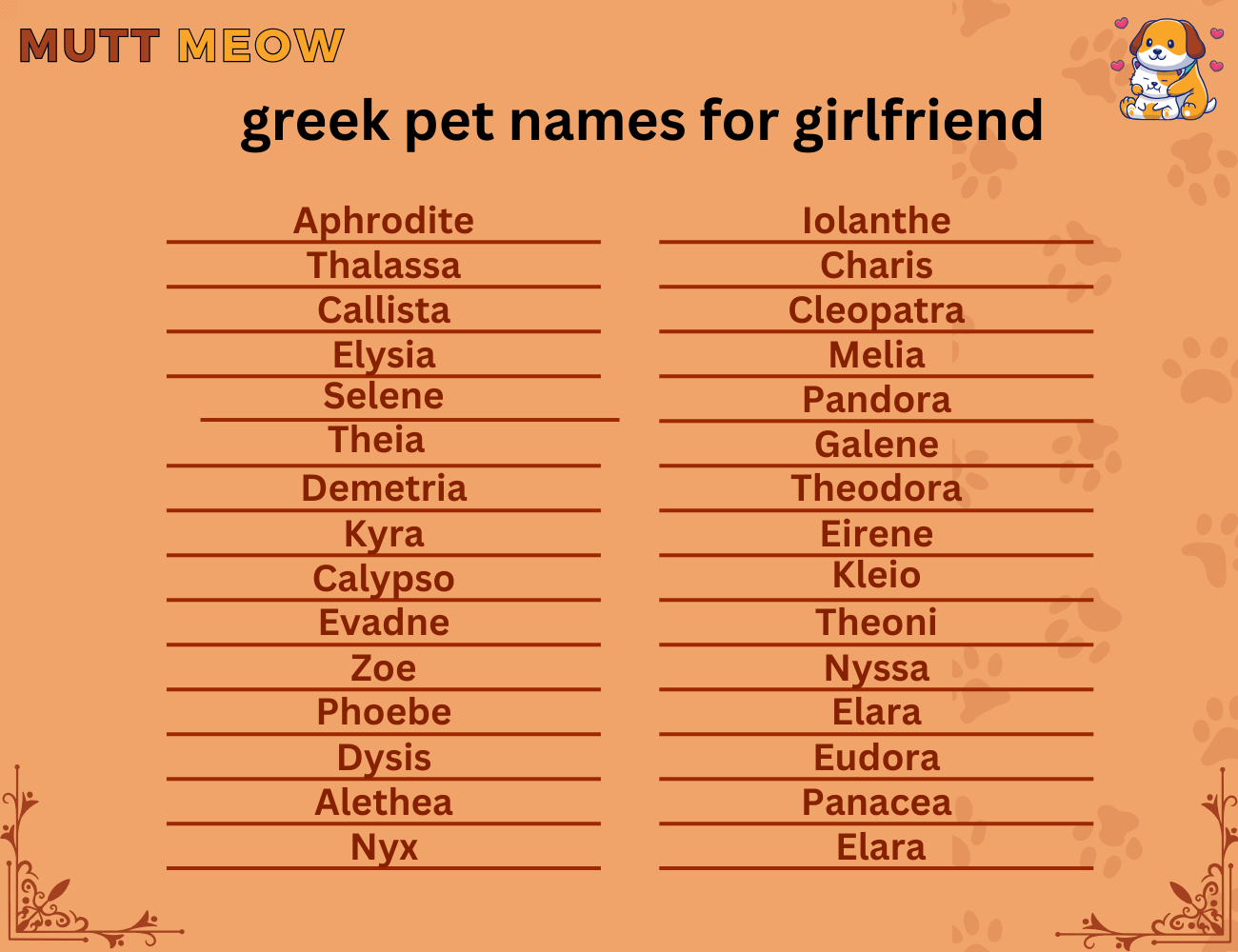 greek pet names for girlfriend